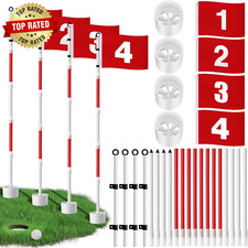 4 Pack Golf Flag Stick 6Ft Putting Green Flag Golf Hole Cup Pole Pin Numbered Fl