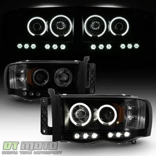 [Black Smoke] 2002-2005 Dodge Ram 1500 2500 3500 LED CCFL Projector Headlights
