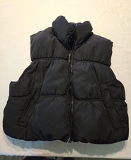 H M Divided Girls Black Padded Collared Puffer Vest Full Zip Sleeveless S