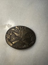 NRA Life Member Guns  Eagle Logo Brass Belt Buckle by Norman Company