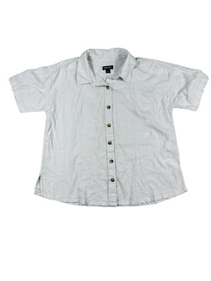 Studio Park x Courtney Khondabi Women Ice Blue Button-Front Linen-Blend Top L