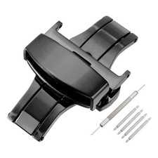 Stainless Steel Deployment Clasp 22mm Butterfly Folding Buckle Black