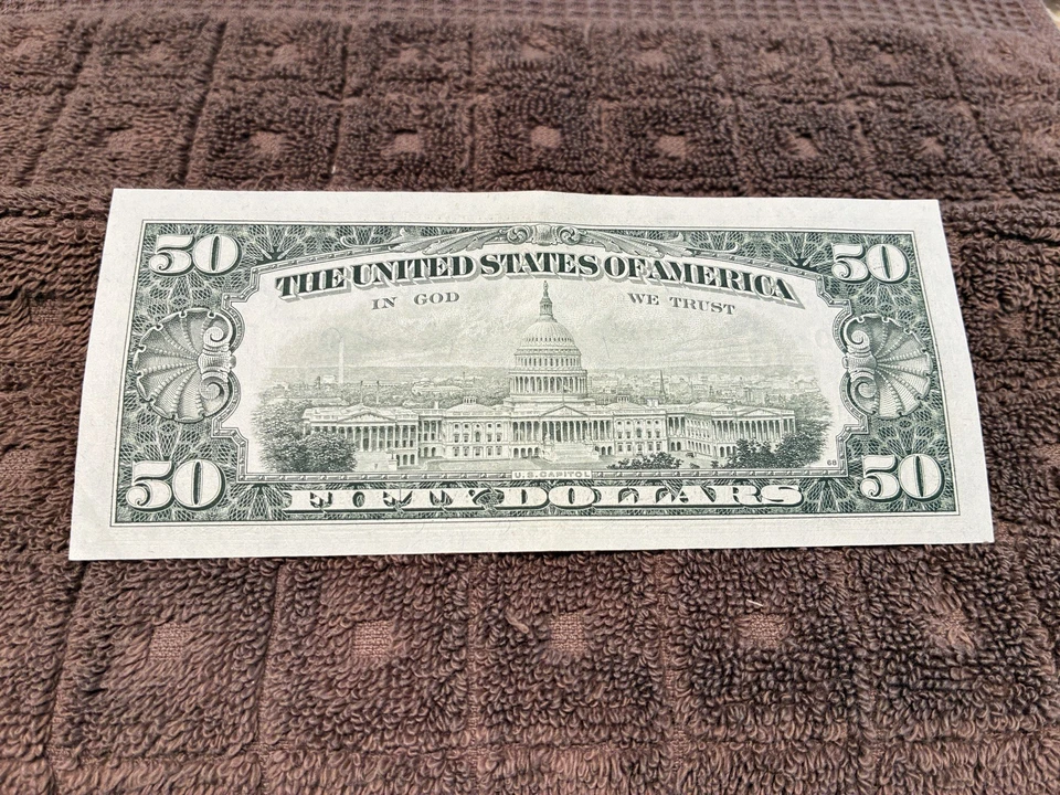 1985 $50 Fifty Dollar USA Federal Reserve Note Kansas City FRB Baker - Image 4 of 4