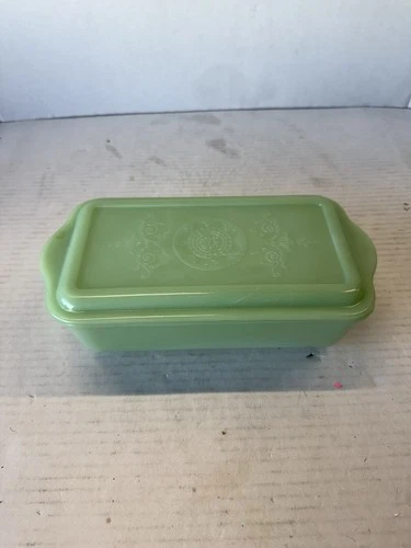 Fire King Jadeite Refrigerator Dish W/ Lid Philbe Pattern