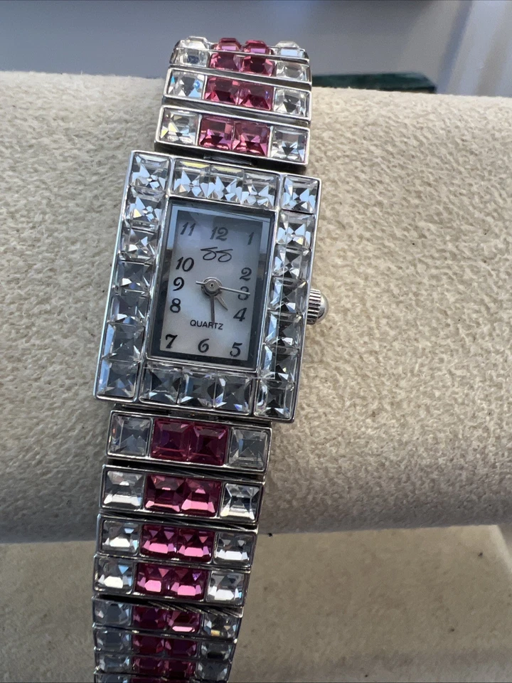 Reloj de cuarzo para mujer Suzanne Somers rosa y transparente estrás, tono plateado Foto 4 de 4