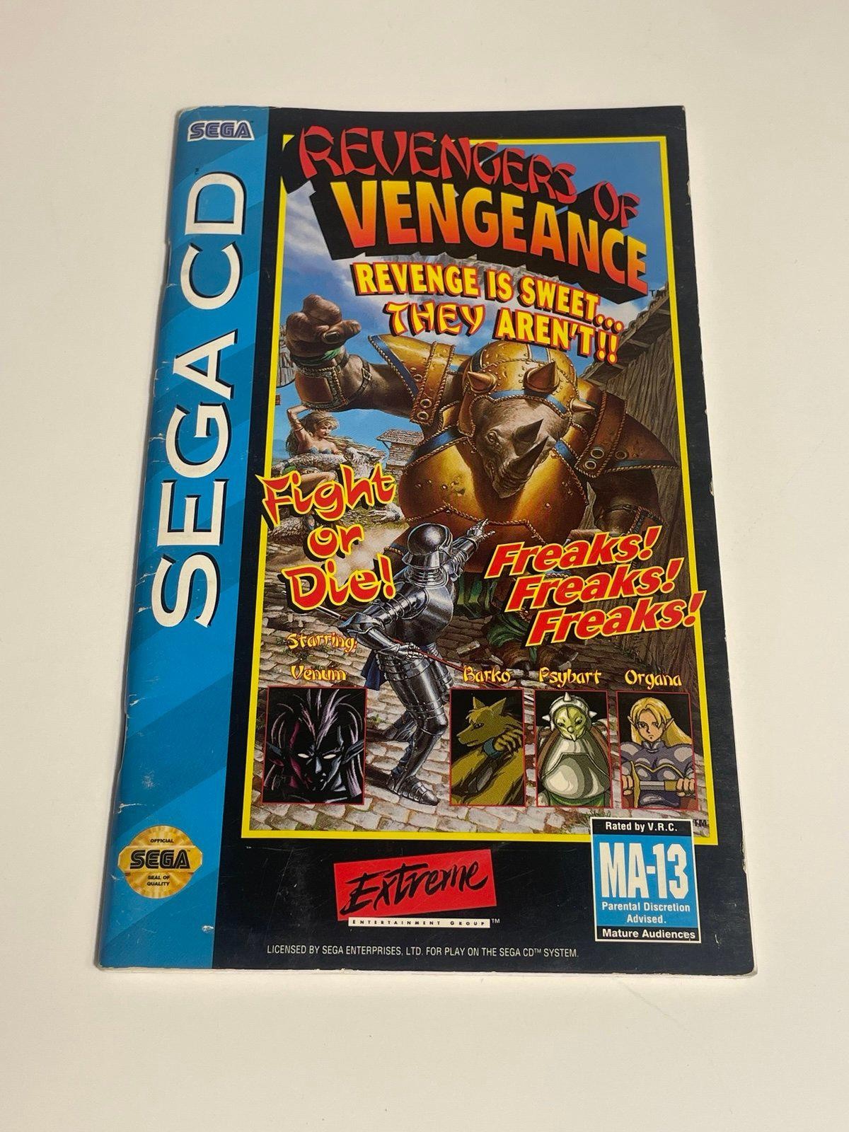Revengers of Vengeance Sega CD Manual ONLY Authentic w Reg Card