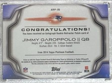 2014 Topps Platinum - Autograph Rookie Refractor Patch Jimmy Garoppolo...