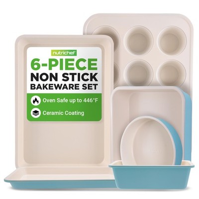 NutriChef 6-Piece Baking Pan Set, Carbon Steel Bakeware with Premium Ceramic ...