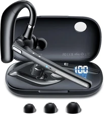 Bluetooth Headset V5.3, Wireless Earpiece with 500mAh Charging Case Hand-Free