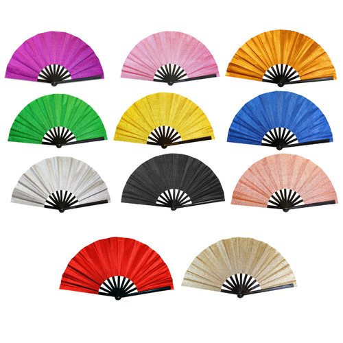 Stivali con ventagli a mano glitter clack a terra X-Large pieghevoli rave festival fan prezzo ebay