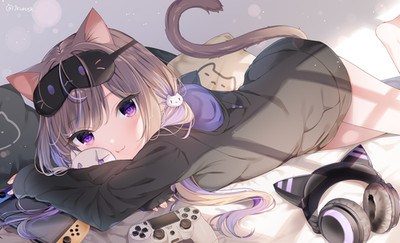 Anime Art 2D Portrait Animal Ears Tail 11x17 Poster
