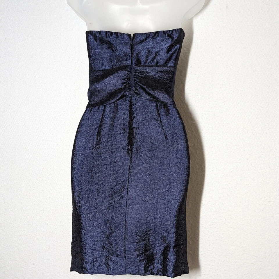 Suzi Chin Maggy Boutique Short Prom Dress Sz 4 Navy Blue Strapless Semi-Formal  - Image 4 of 4
