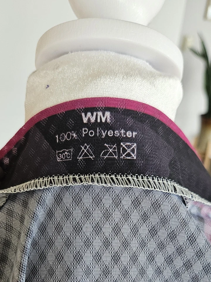  Camiseta deportiva de ciclismo con cremallera 1/4 para mujer M con bolsillo trasero negra rosa azul Foto 2 de 4