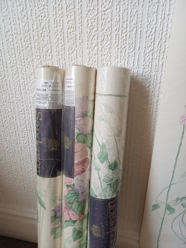X3 rotoli carta da parati SANDERSON vintage anni 90 fiori Cottagecore Ville de Lyon anni 80 - Foto 12 di 15