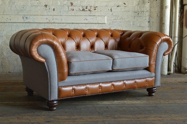 Design Sofa 3 Sitzer Couch Chesterfield Polster Sitz Garnitur Leder Textil Neu!-image