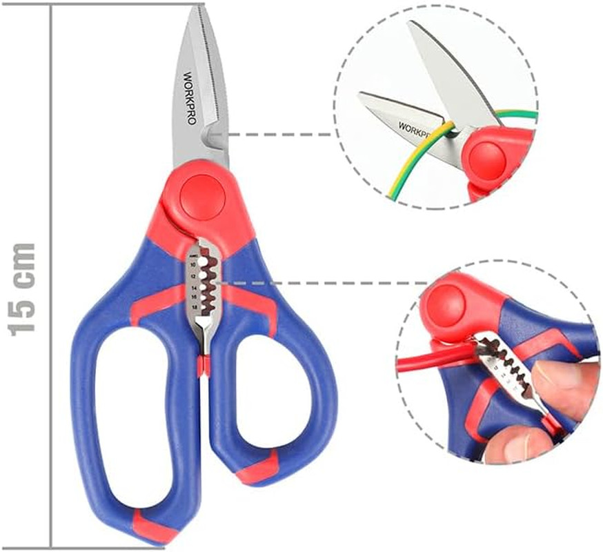 Forbice Elettricista 2 in 1 Professionale 150 mm Spelacavi Acciaio - 2