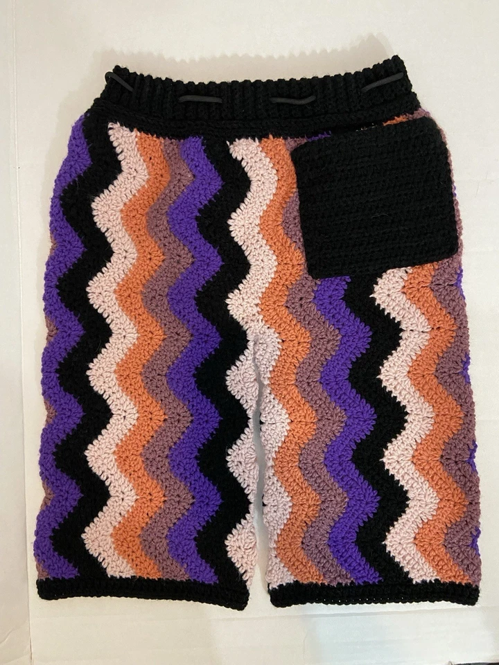 Pantalones Cortos Unisex/Hombre Ondulados/Onda Hechos a Mano Crochet-Talla Pequeña Foto 2 de 2