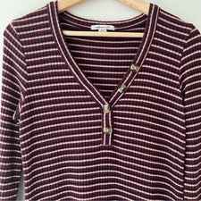 American Eagle Henley Dress Ribbed Striped Y2K Size Medium