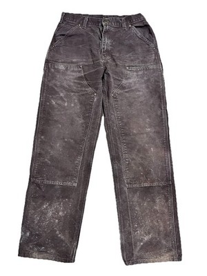 VTG Carhartt B136 DKB Brown Double Knee Pants 31x31 Faded Distressed Sun Fade