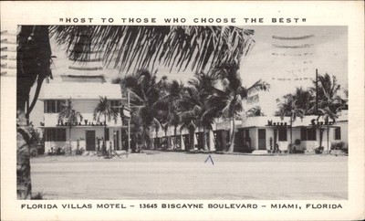 Miami Florida FL Villas Hotel Biscayne Blvd c1950 Vintage Postcard