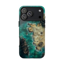 For iPhone / Galaxy / Pixel   Pirate Ship Island Map Phone Case