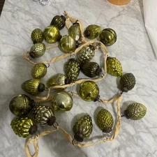 Creative Co-Op 72" Green/olive Mercury Glass Ornament Garland
