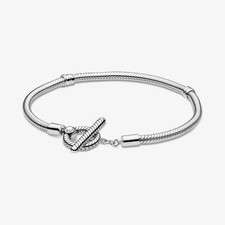 Pandora Moments T-Bar Snake Chain Bracelet Sterling Silver 16cm