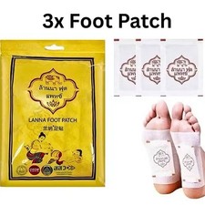 3x Foot Patch Lanna Foot Pads Spa Relieve Health Foot Care Detox Foot Relax Body