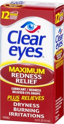 Clear Eyes Maximum Redness Eye Relief Lubricant Eye Drops 0.5 Fl Oz (10 Pack)