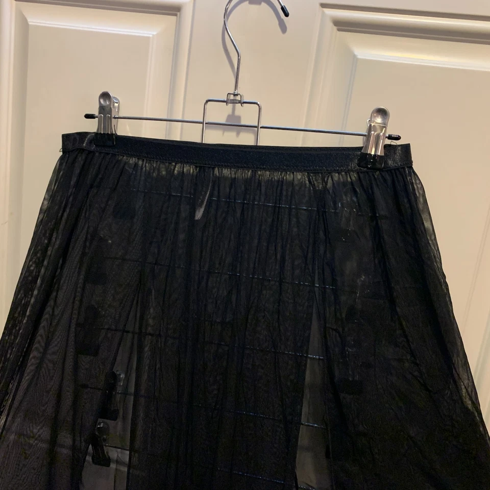 COQUETTE Sexy Sheer Mesh Black 3D Floral Flowy 2 Slit Diva Maxi Skirt OS - Image 4 of 4