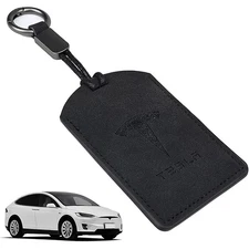 2x Tesla Key Card Holder Suede Protective Sleeve for Model 3/Y/S/X Grey + Black