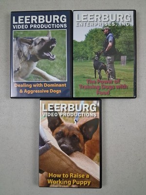 Lot of 3 Leerburg DVD Dealing with Dominant Aggressive Dogs Train w/ Food Puppy