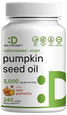 Pumpkin Seed Oil 3,000mg with Saw Palmetto, 240 240 Count Pack of 1 