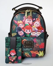 🚦Loungefly Disney Peter Pan Jungle Mini Backpack & Cardholder - Exclusive - New