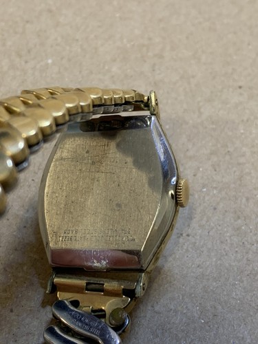 Benrus DN21 10K Rolled Gold Art Deco Facet Crystal 28mm 17 Jewel Stretch Watch - Picture 8 of 13
