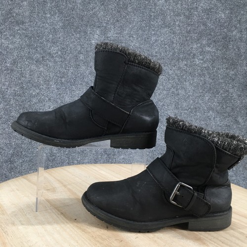 Roxy Boots Womens 6 Redding Pull On Winter Ankle Bootie Black Faux Leather - Picture 2 of 22