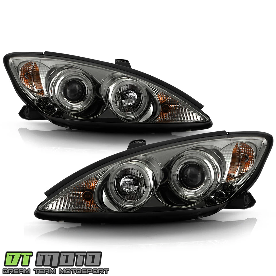 For Smoked 2002-2006 Toyota Camry LED Halo Projector Headlights 02 03 04 05 06 - Image 2 of 4