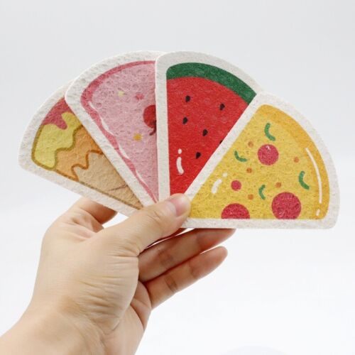 4Pcs Magic Dishwashing Sponge Set - Wood Pulp Cotton, Ergonomic, Multipurpose