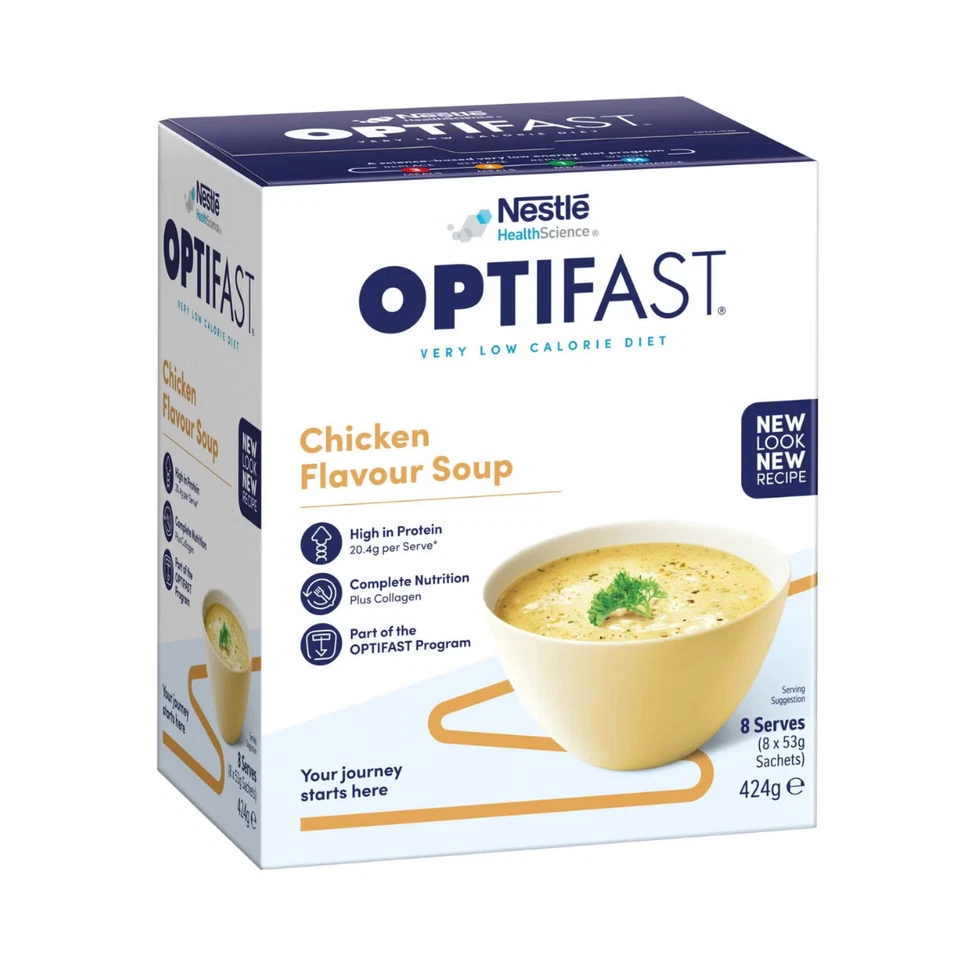Optifast VLCD Low Calorie Diet Weight Loss Chicken Flavour Soup Sachet 8x53g - Image 2 of 4