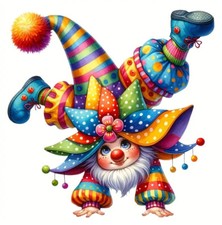 Bügelbild ca. 20x20 cm Harlekin Clown DTF-Transferdruck Bügelmotiv