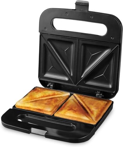 Portable Electric Sandwich Maker Non Stick Cooking Plate 750 watts Black Silver - Picture 1 of 7