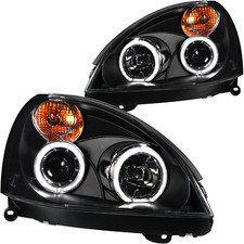 Faro proiettore per set CC ANGEL EYES RENAULT CLIO anno 01-05 VETRO TRASPARENTE NERO
