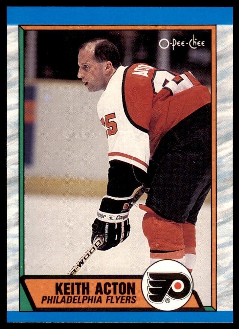 1989-90 O-PEE-CHEE KEITH ACTON . PHILADELPHIA FLYERS #254