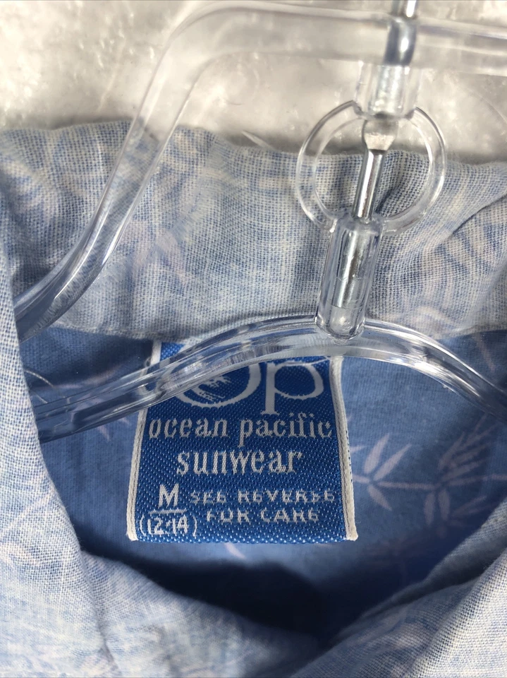 Ocean Pacific Sunwear OP 复古 Aloha 冲浪衬衫 - 儿童男孩中号 (12-14) — 第 4/4 张图片