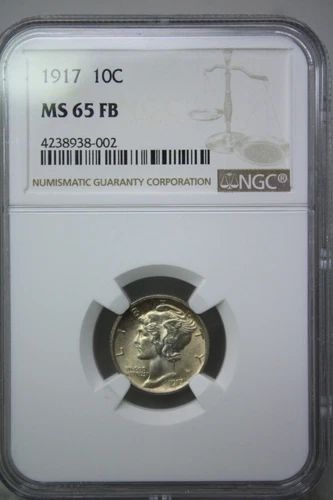 1917 Mercury Dime 10C NGC MS65FB #8002