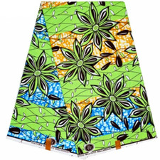 African Print Ankara Cotton High Quality, 6 Yards - Floral Green