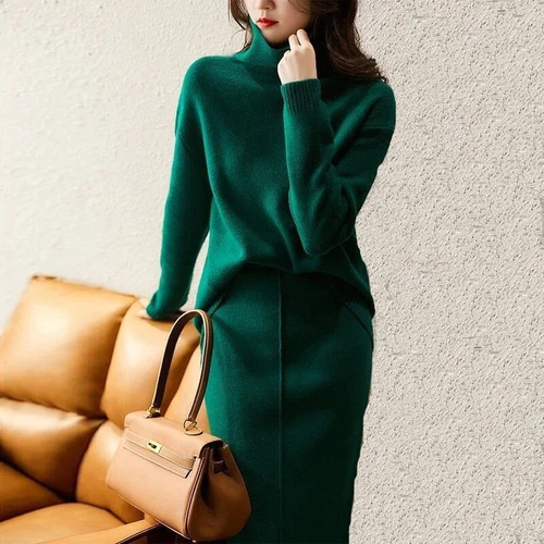 Autumn suit skirt 2 piece skirt set women winter sweater 2 piece outfit Sweater - Picture 2 of 28