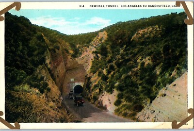 1920s Vintage Postcard Newall Tunnel Los Angeles to Bakersfield California Cars