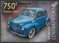 1947-1971 RENAULT 4CV (Quatre Chevaux) Family Car Automobile Stamp (2014 CAF)