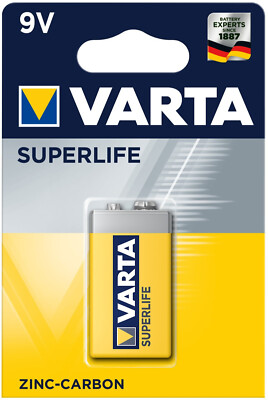 10 x Varta Superlife 9V Zink-Kohle Batterie 1er Blister  2022 (10x 1er Blister)